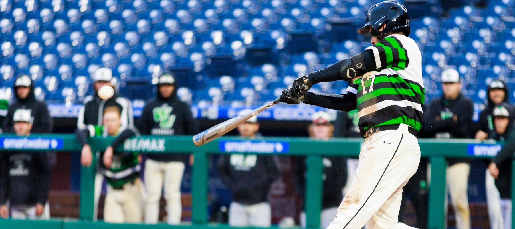 File photo of Shawn Haut who hit a grand slam and collected five RBI in the game two win against Post. Copyright 2022; Wilmington University. All rights reserved. Photo by Chris Vitale. April 19, 2022 vs. West Chester at Citizens Bank Park.