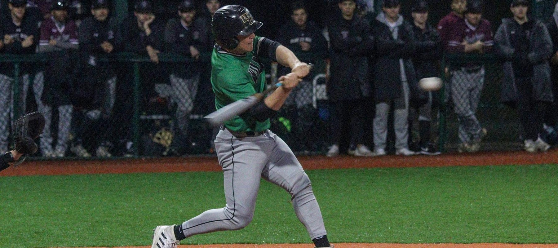 File photo of Tyler Pirrung who had the go-ahead RBI single in the ninth inning at Barry. Copyright 2024; Wilmington University. All rights reserved. Photo by Trudy Spence. February 23, 2024 vs. Franklin Pierce in Myrtle Beach, S.C.