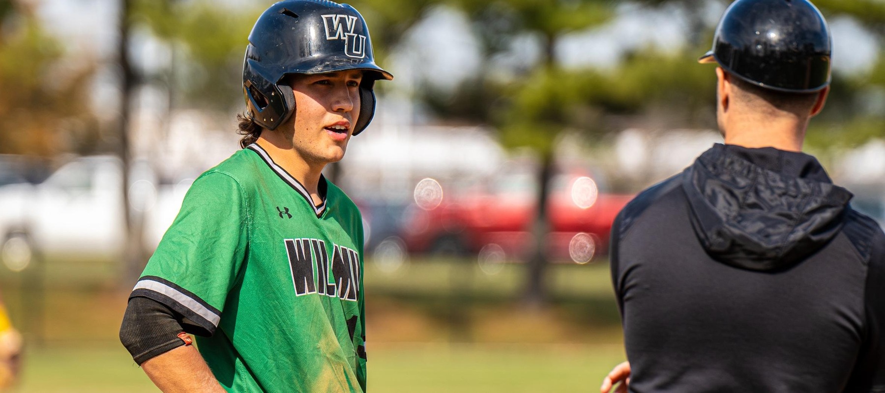 File photo of Erik Grady who had two hits against IUP on Friday. Copyright 2024; Wilmington University. All rights reserved. Photo by Giovanni Badalamenti. March 13, 2024 vs. American International.