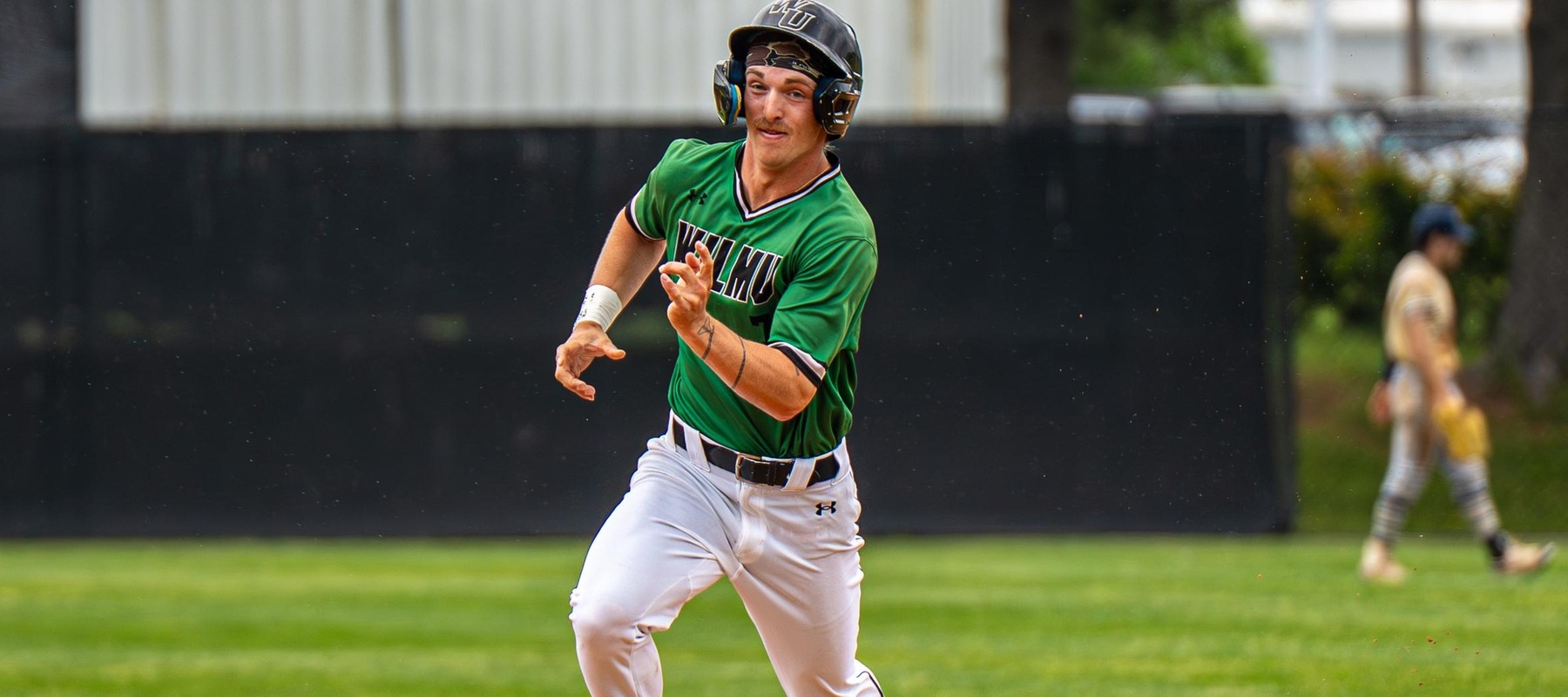 File photo of Brandon Grygo who picked up the win in game one, hit two homers, and a triple in the doubleheader on Friday. Copyright 2025; Wilmington University. All rights reserved. Photo by Giovanni Badalamenti. April 26, 2025 vs. Goldey-Beacom.