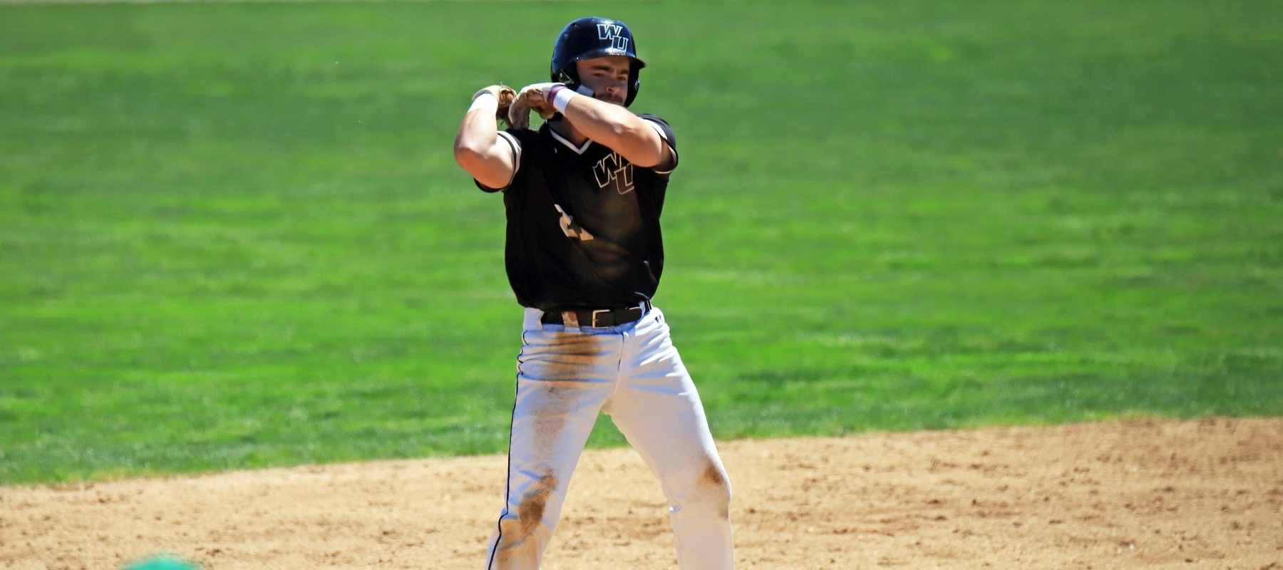 Photo of Brian Klumpp who hit two doubles against Felician in the CACC Tournament on Friday. Photo courtesy of the CACC's Kelsey Lengyel-Jacovich. May 7, 2025.
