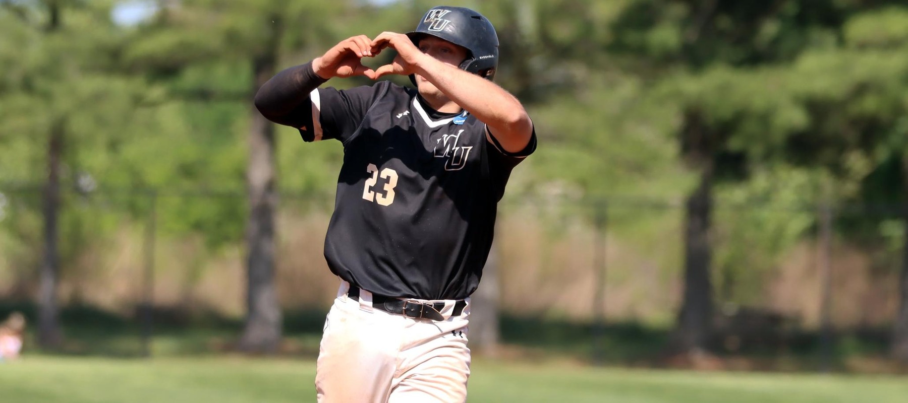 File photo of Brett Walmsley who hit two homers in game one and had six RBI in the sweep of Goldey-Beacom. Copyright 2026; Wilmington University. All rights reserved. Photo by Karla Nunez-Rivera. April 18, 2026 vs. Dominican.