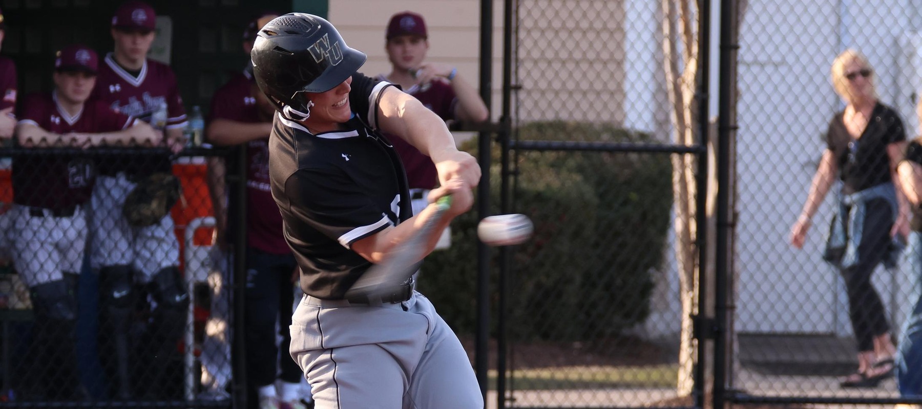File photo of Tyler Pirrung who batted 7-for-8 with 3 RBI and 4 runs scored in a doubleheader against Caldwell. Copyright 2026; Wilmington University. All rights reserved. Photo by Trudy Spence. February 20, 2026 vs. Franklin Pierce in Myrtle Beach.