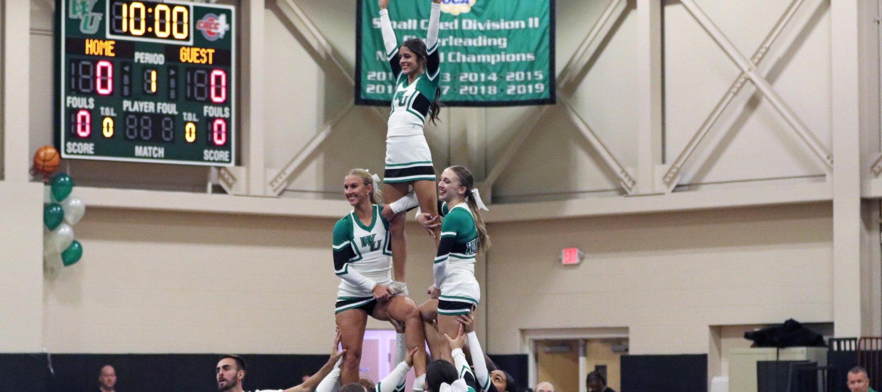 Cheerleaders performing during Hoopfest 2023. Copyright 2023; Wilmington University. All rights reserved. Photo by Dan Lauletta.