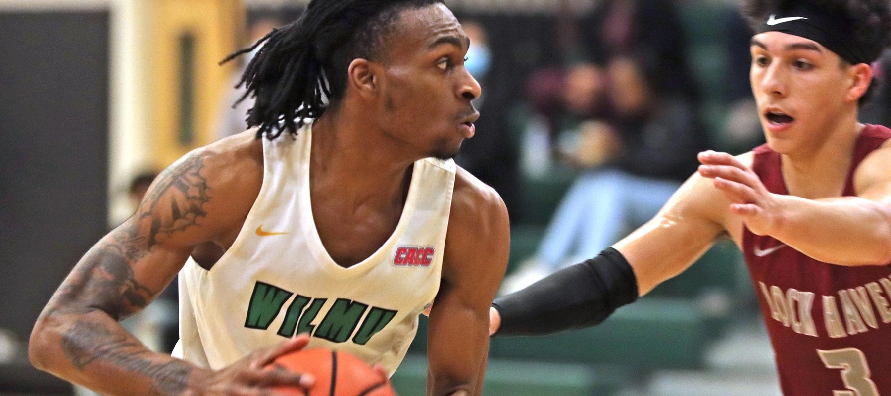 File photo of Justin Thomas who led the Wildcats with 21 points at #9 West LibertyCopyright 2021; Wilmington University. All rights reserved. Photo by Trudy Spence. December 11 vs. Lock Haven.