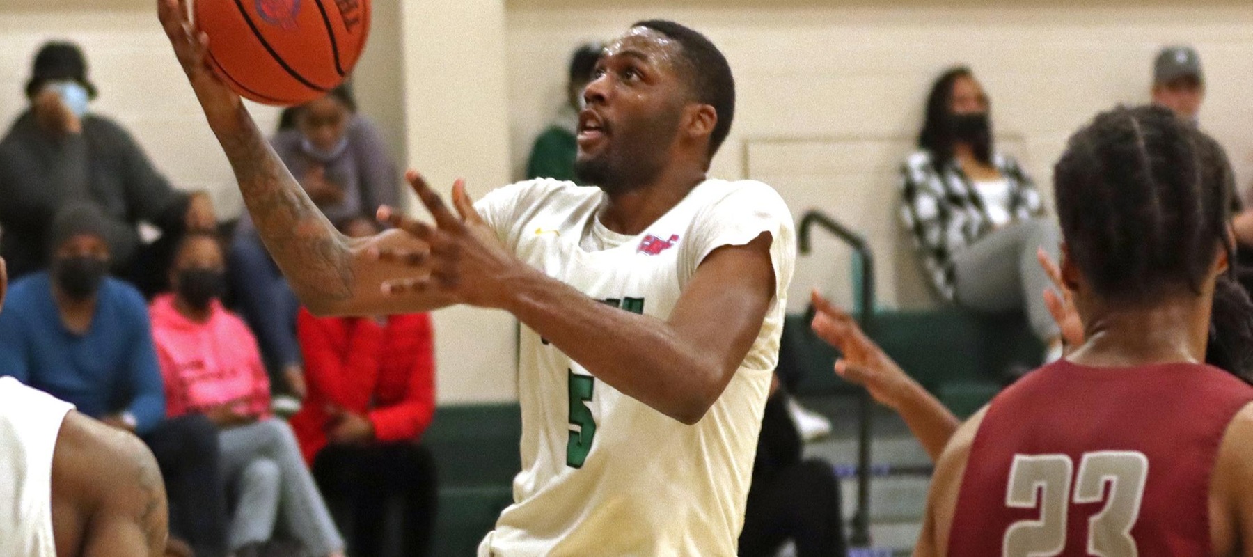Photo of Randy Rickards who led the Wildcats with 19 points and nine rebounds against Lock Haven. Copyright 2021; Wilmington University. All rights reserved. Photo by Trudy Spence. December 11 vs. Lock Haven.