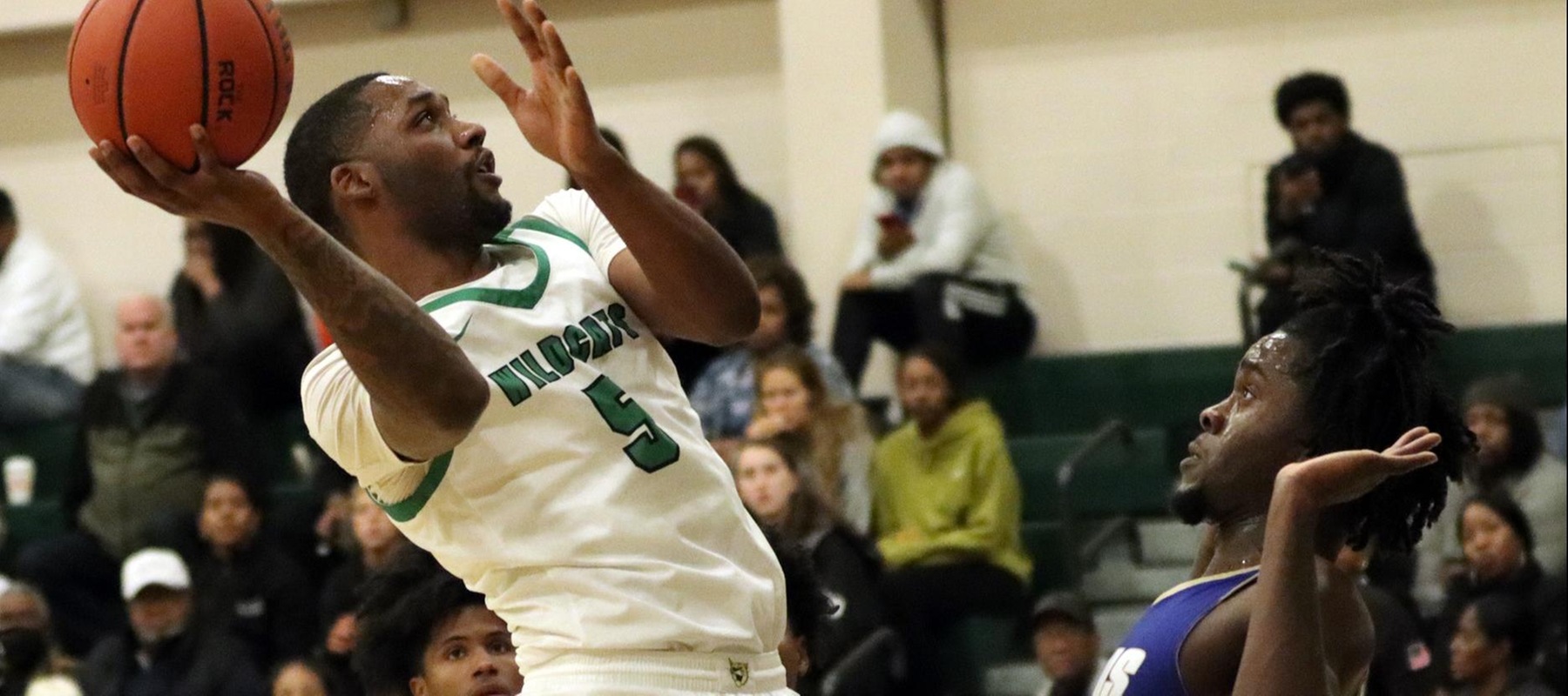 File photo of Randy Rickards who came up with the key steal at the end of the game at Goldey-Beacom. Copyright 2023; Wilmington University. All rights reserved. Photo by Dan Lauletta. January 10, 2023 vs. Georgian Court.