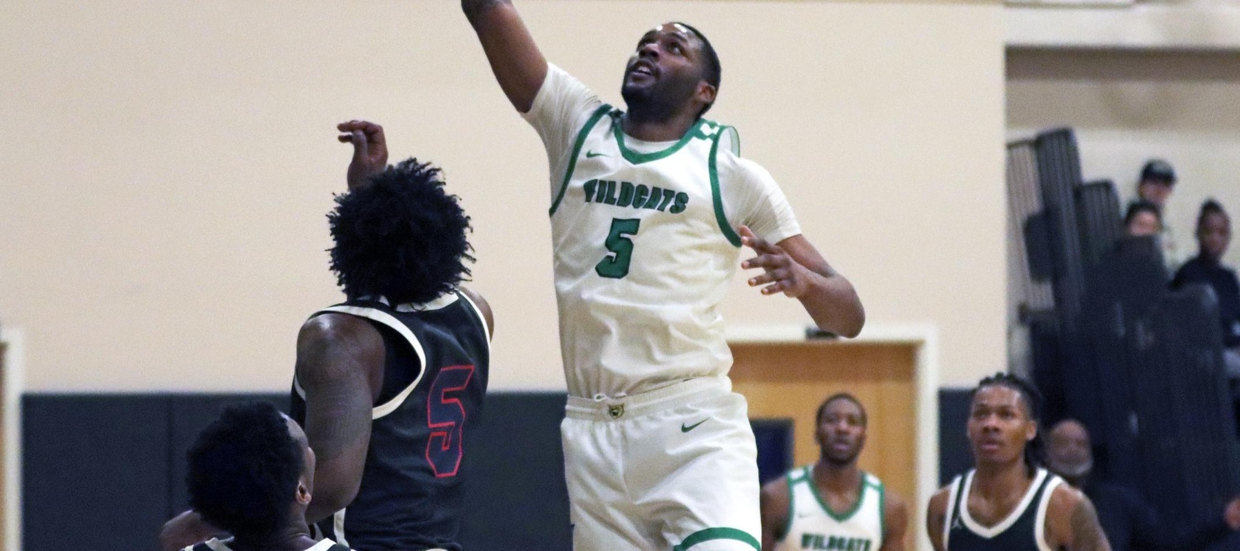 File photo of Randy Rickards who led the Wildcats with 22 pts and seven rebounds at Georgian Court. Copyright 2023; Wilmington University. All rights reserved. Photo by Dan Lauletta. February 15, 2023 vs. Queens.