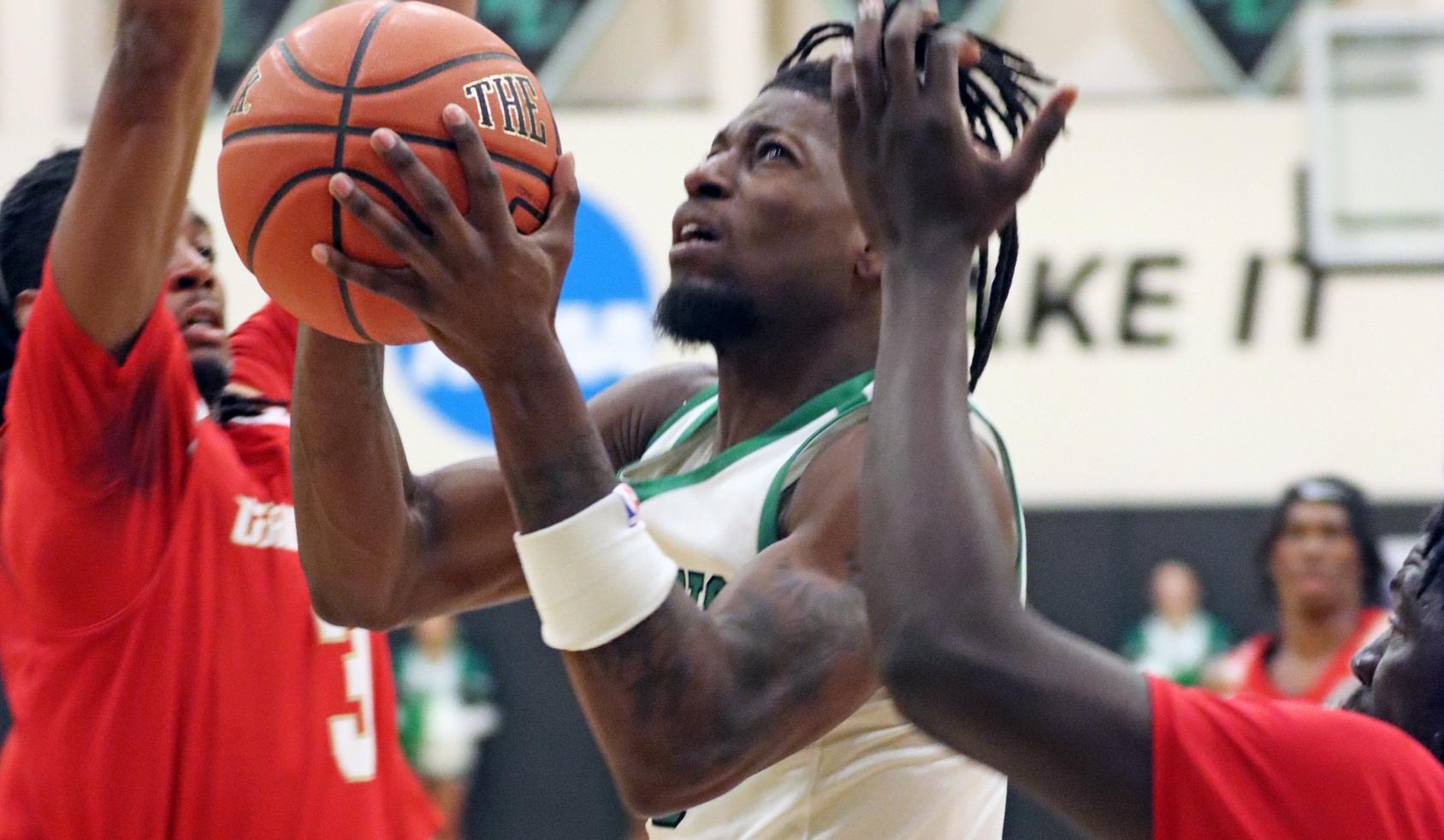 File photo of Amiri Stewart who led the Wildcats with 22 points against Goldey-Beacom. Copyright 2024; Wilmington University. All rights reserved. Photo by Dan Lauletta. January 6, 2024 vs. Caldwell.