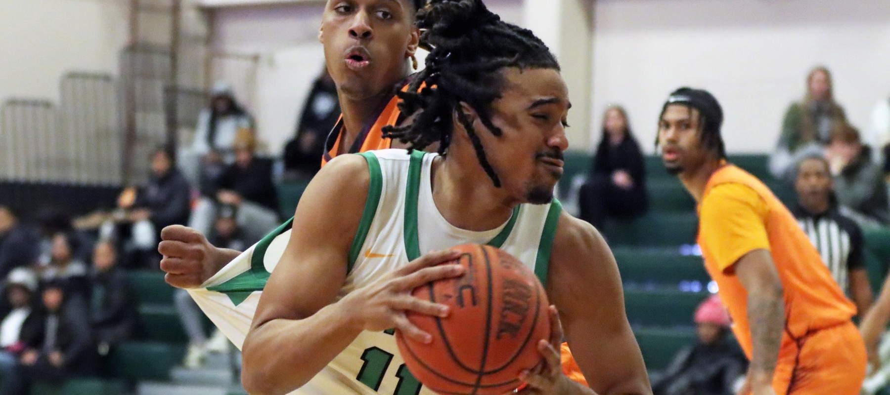 File photo of Tre Hawkins who went for 30 points and 13 rebounds at Georgian Court on Wednesday. Copyright 2025; Wilmington University. All rights reserved. Photo by Dan Lauletta. February 1, 2025 vs. Post
