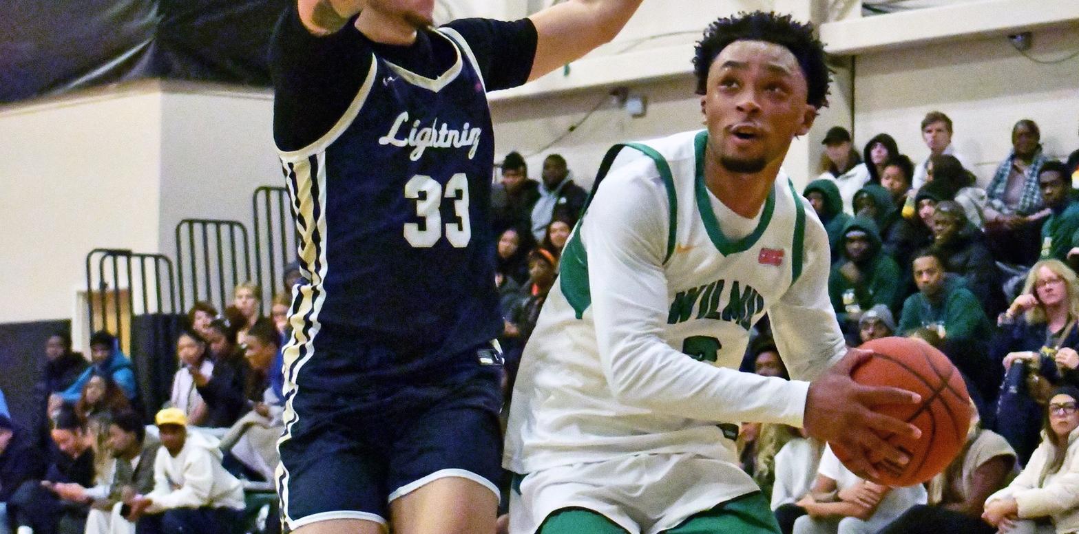 File photo of Jaiden Guy who scored 21 points off the bench at Staten Island. Copyright 2025; Wilmington University. All rights reserved. Photo by Alea Javorowsky. December 9, 2025 vs. Goldey-Beacom.