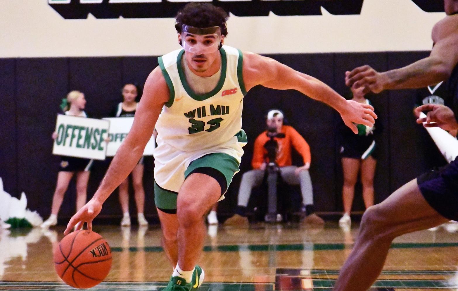 File photo of Justin Perez who went for 19 points at Felician. Copyright 2026; Wilmington University. All rights reserved. Photo by Alea Javorowsky. January 24, 2206 vs. Bridgeport.