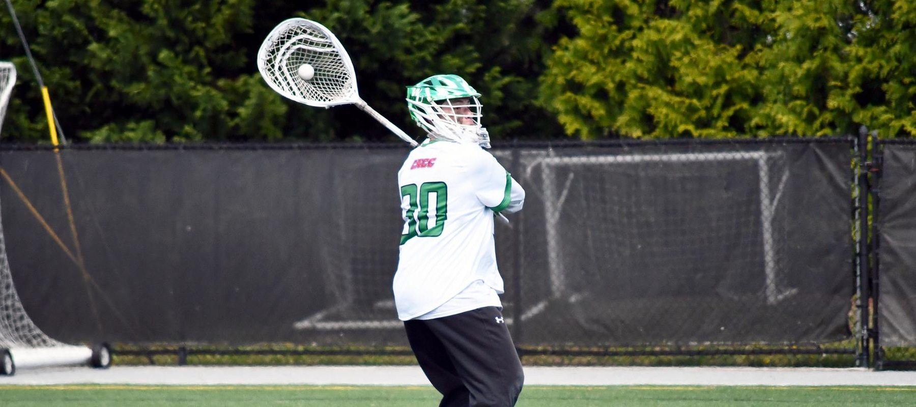 File photo of Daniel Flynn who made 24 saves at Molloy. Copyright 2024; Wilmington University. All rights reserved. Photo by Alea Javorowsky. April 13, 2024 vs. Georgian Court.