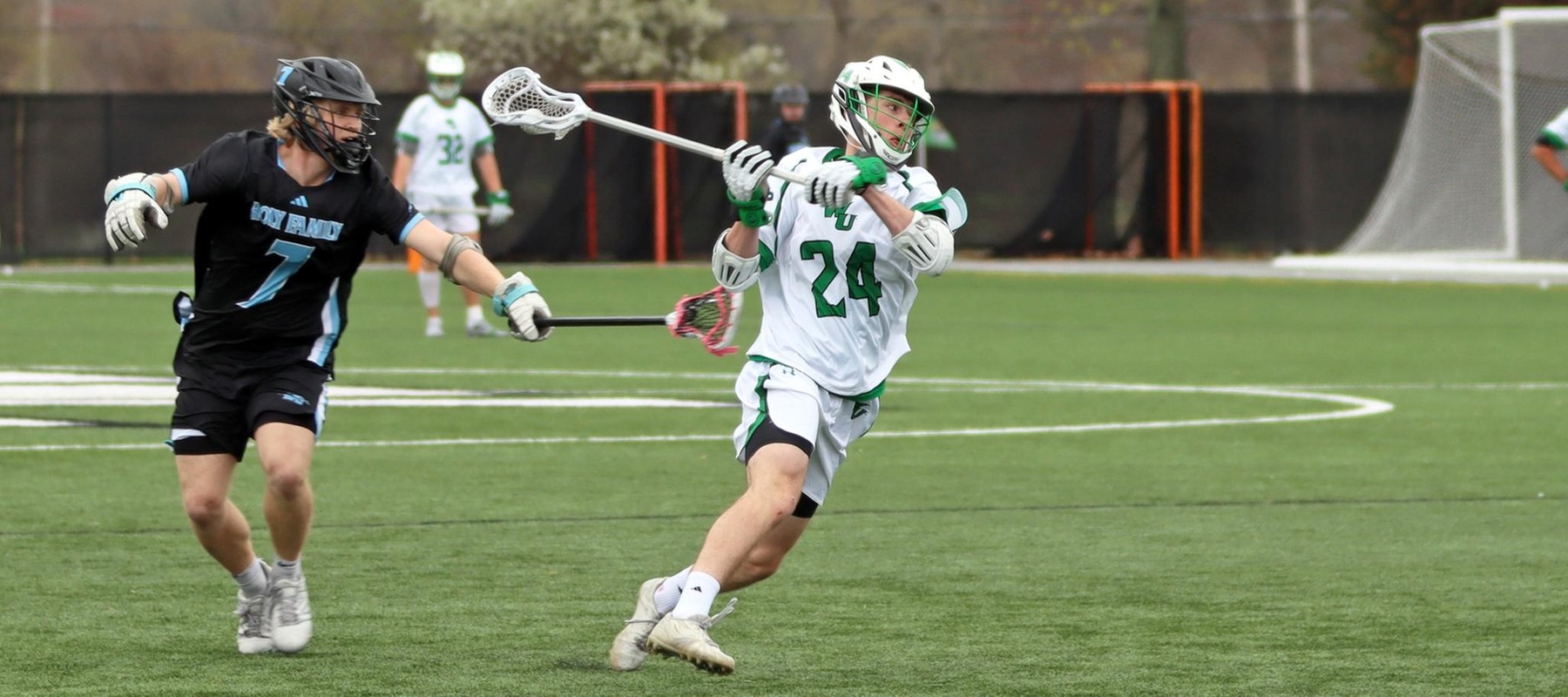 Photo of TOby Templeton who led the Wildcats with 6 goals against Holy Family. Copyright 2025; Wilmington University. All rights reserved. Photo by Dan Lauletta. April 2, 2025 vs. Holy Family.