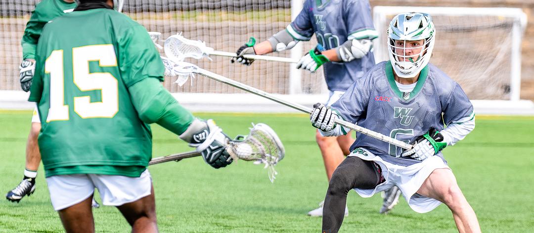 File photo of Gunner Settar who led the defense with three caused TO against Bridgeport. Copyright 2026; Wilmington University. All rights reserved. Photo by Dave Reeder. March 28, 2026 vs. Felician.