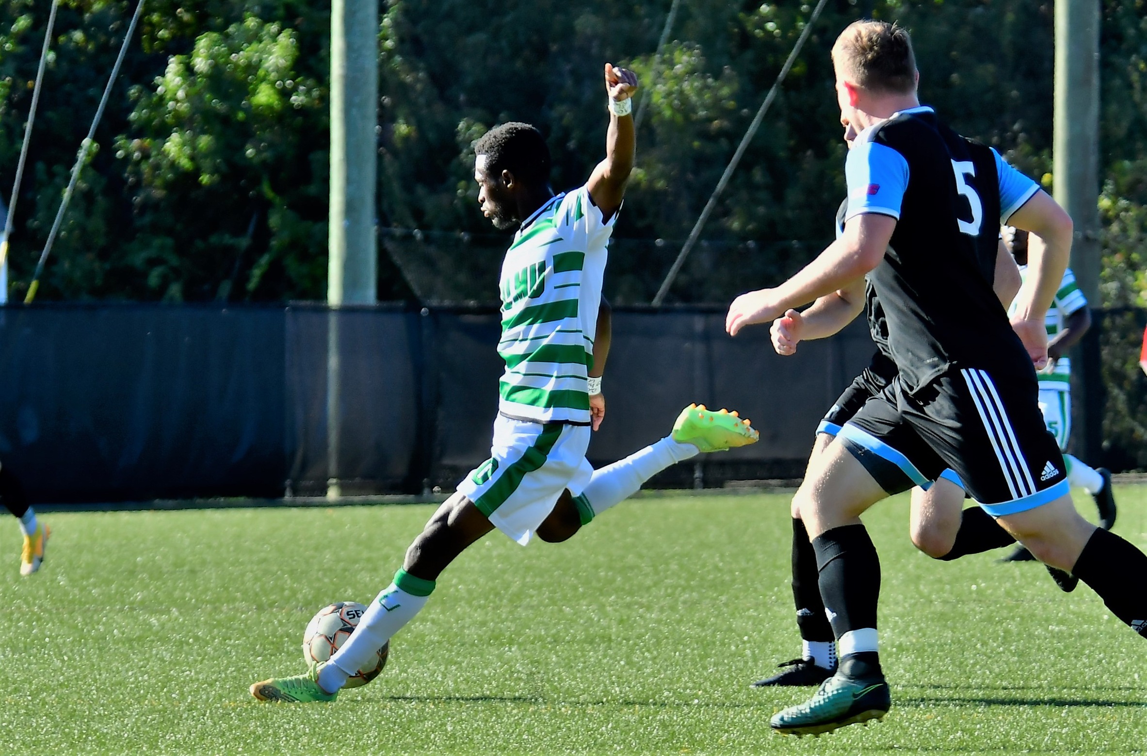 File photo of Shawn Genus who scored three goals at Dominican. Copyright 2021; Wilmington University. All rights reserved. Photo by James Jones. October 19, 2021 vs. Holy Family.