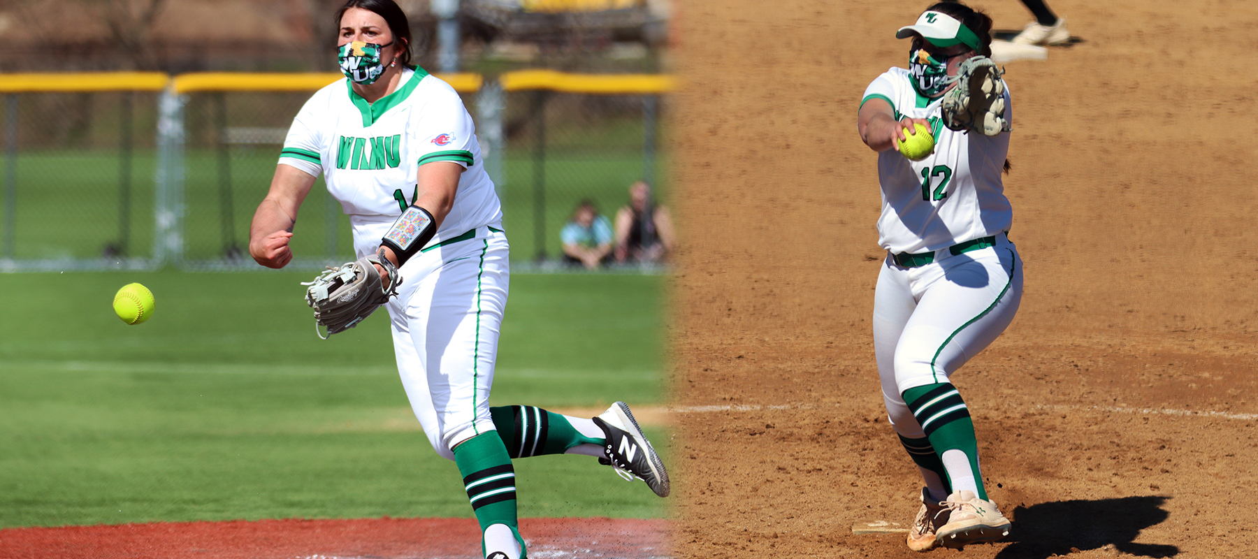 Photos of Molly Dill (left) and Alexandra Ballester who each tossed a complete game shutout against Bloomfield.