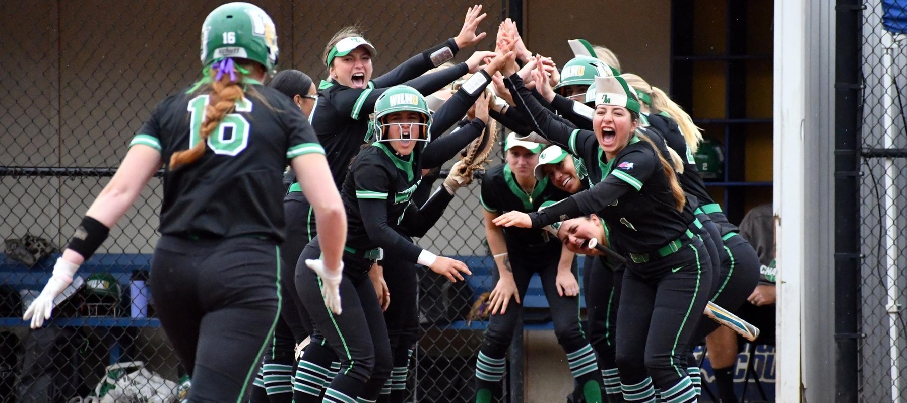 Photo of Kiersten Comer's homer against Georgian Court. Comer went 3-for-3 with a home run and a double. Photo by the CACC's Ellen O'Brien