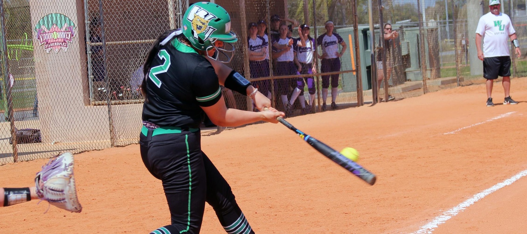 Photo of Lauren Lopez who smashed a 2-run homer against Missouri-St. Louis to win 4-2. Copyright 2022; Wilmington University. All rights reserved. Photo by Erin Harvey. March 4, 2022.