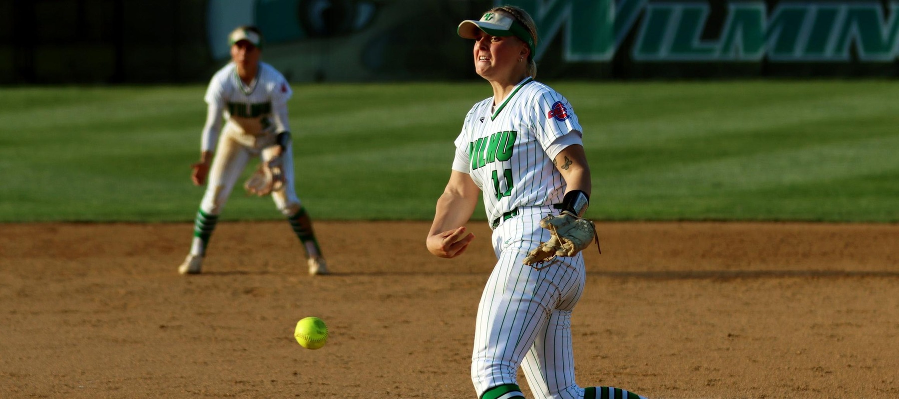Kylee Gunkel struck out seven while allowing one run on four hits at Molloy to improve to 15-4 on the year. Copyright 2023; Wilmington University. All rights reserved. Photo by Dan Lauletta. April 4, 2023 vs. Jefferson.