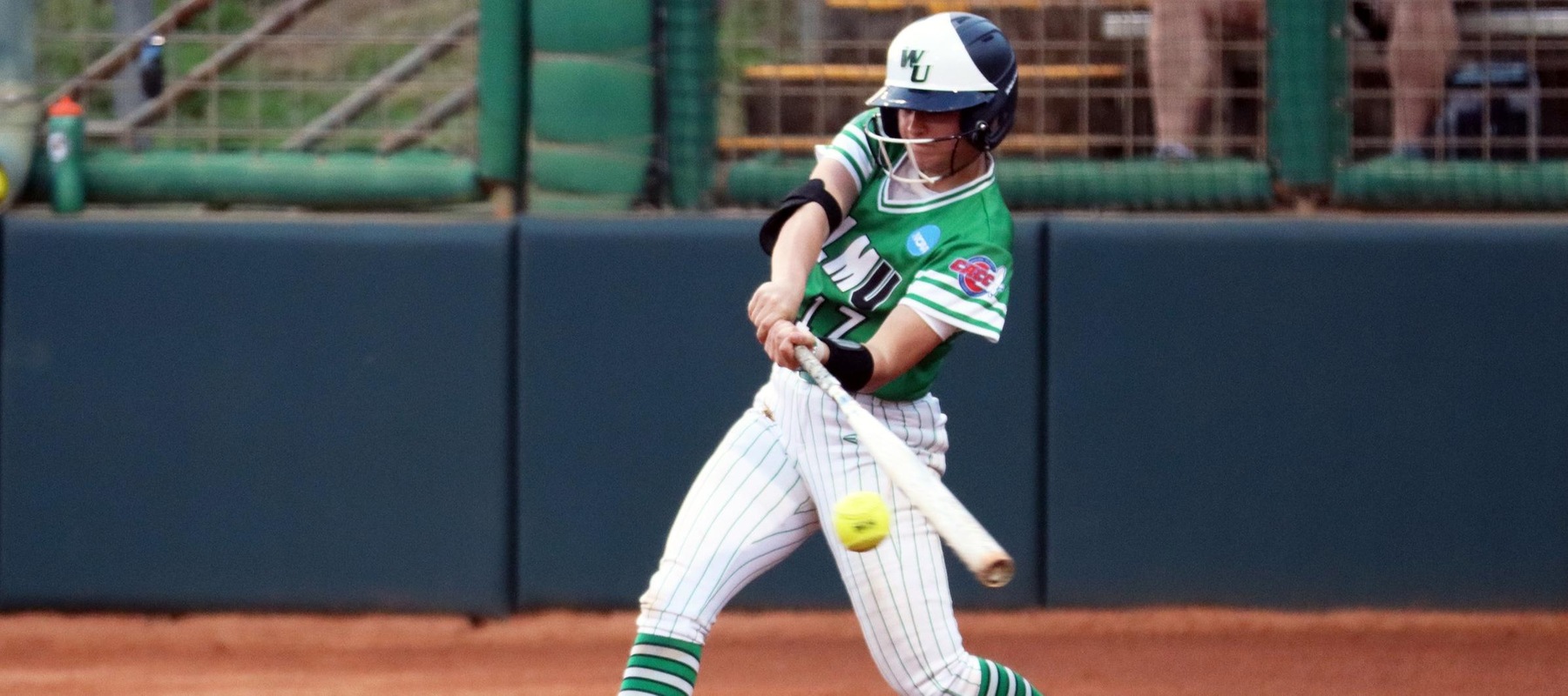 Photo of Tristyn Stewart collecting one of her six hits against Saint Leo on Friday, batting 6-for-7 with 3 runs scored. Copyright 2024; Wilmington University. All rights reserved. Photo by Erin Harvey. March 8, 2024 at Saint Leo.