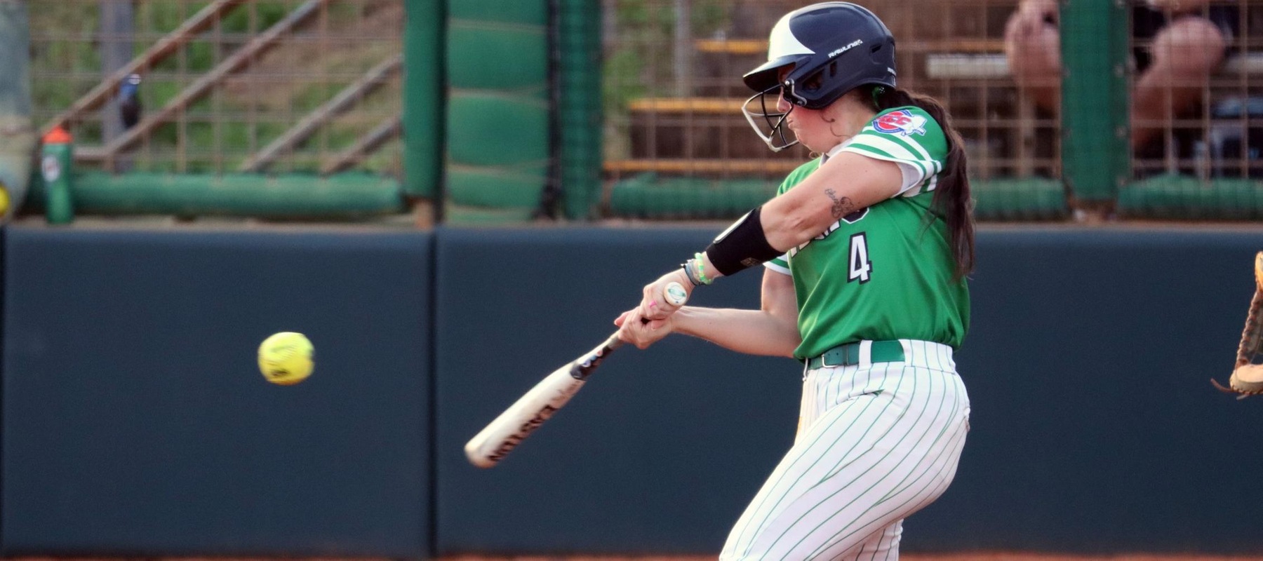 File photo of Haley Downin who hit a game-tying two-run single in the sixth of game two against Bridgeport. Copyright 2024; Wilmington University. All rights reserved. Photo by Erin Harvey. March 8, 2024 at Saint Leo.