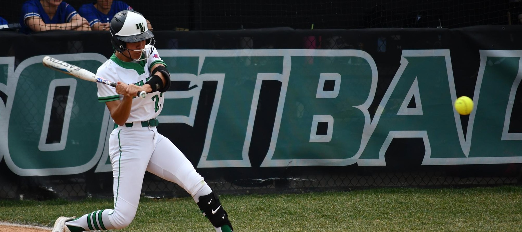 File photo of Gabriella Saucedo who hit a homer in game one at Caldwell. Copyright 2024; Wilmington University. All rights reserved. Photo by Alea Javorowsky. April 10, 2024 vs. Georgian Court.