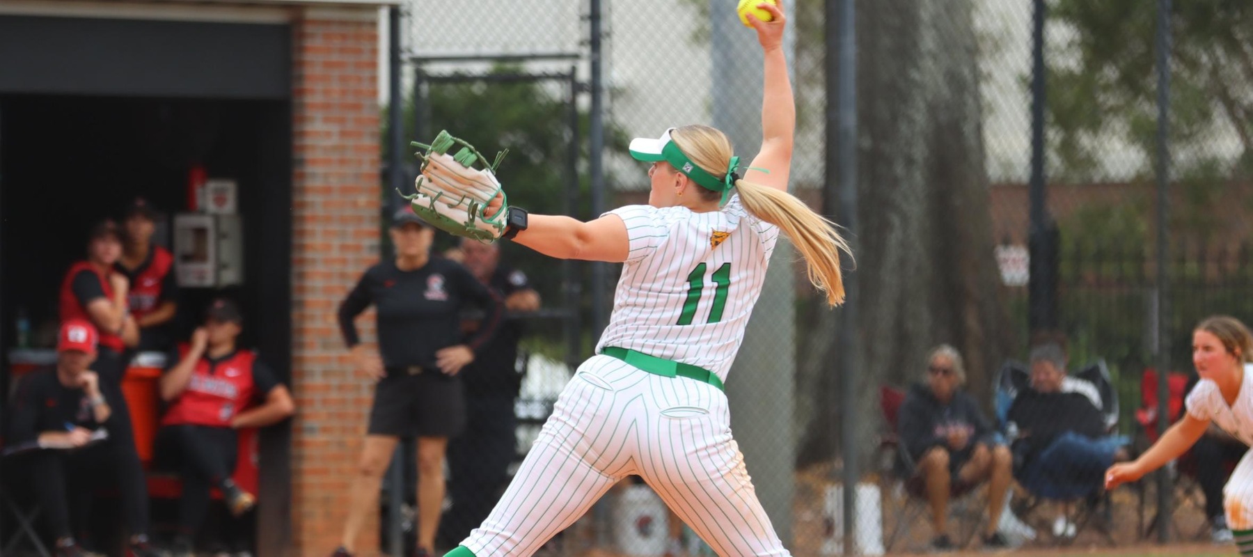 File photo of Kylee Gunkel who picked up win number 67 of her career in game two at East Stroudsburg. Copyright 2025; Wilmington University. All rights reserved. Photo by Erin Harvey. March 1, 2025 at #3 Tampa.