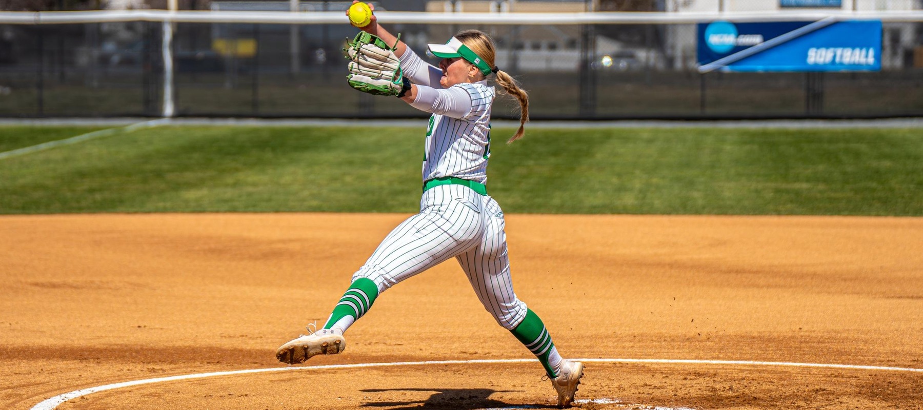 File photo of Kylee Gunkel who won her 70th career victory on Tuesday, setting a new WilmU program record. Copyright 2025; Wilmington University. All rights reserved. Photo by Giovanni Badalamenti. March 22, 2025 vs. Dominican.