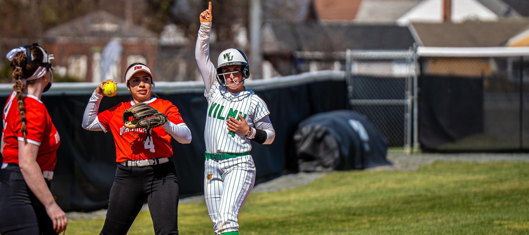 File photo of Haley Grygo who batted 4-for-4 with a homer, a double, and four RBI against Goldey-Beacom in the CACC Tournament. Copyright 2025; Wilmington University. All rights reserved. Photo by Giovanni Badalamenti. March 22, 2025 vs. Dominican.