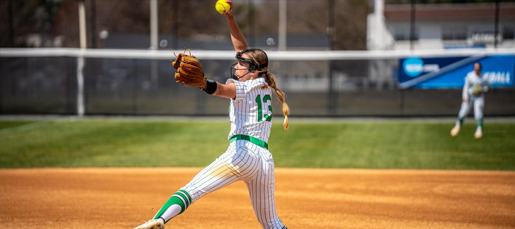 File photo of Maddie Vollmar who earned the win in the circle on Friday against Goldey-Beacom. Copyright 2025; Wilmington University. All rights reserved. Photo by Giovanni Badalamenti. March 22, 2025 vs. Dominican. Game 2.