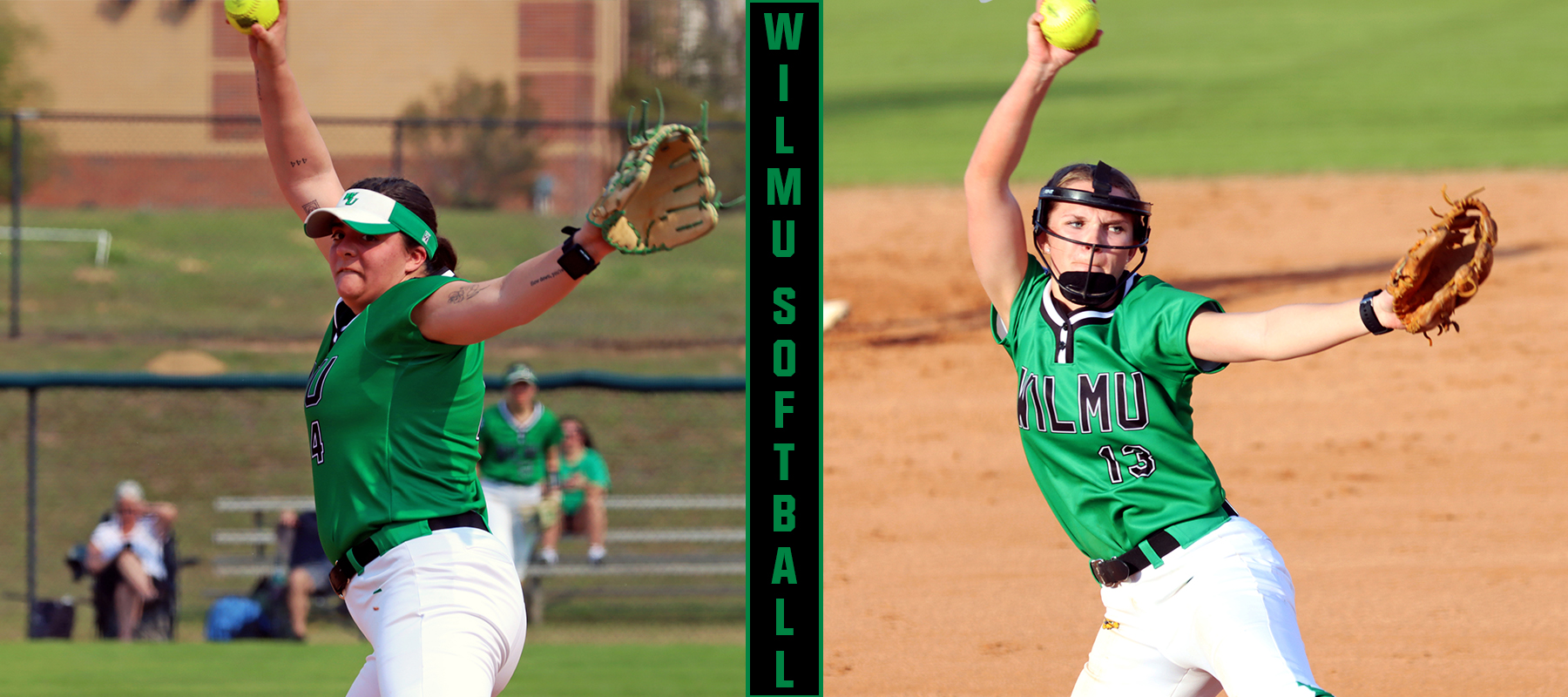 Karen Sickle (left) and Maddie Vollmar (right) pitched the Wildcats to a pair of victories on Thursday in Florida. Copyright 2025; Wilmington University. All rights reserved. Photos by Erin Harvey. February 27, 2025.
