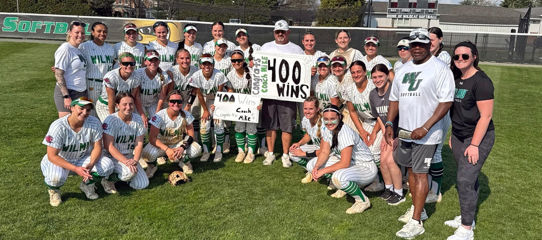 Photo of the Wildcats celebrating the 400th coaching victory of head coach Mike Shehorn. Photo provided by Dr. Matt Wilson.