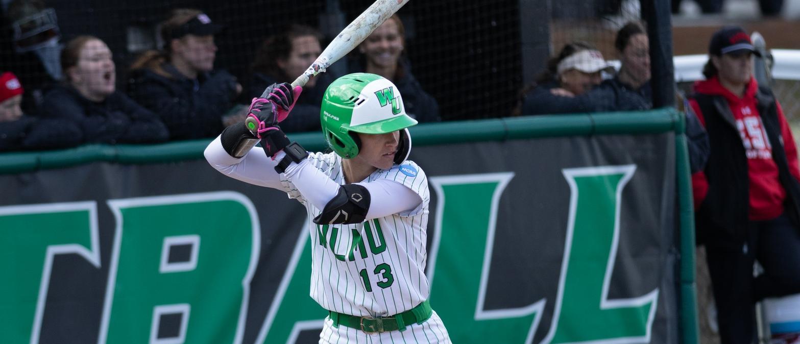 File photo of Maddie Volmmar who hit a home run in each game against St. Thomas Aquinas on Friday. Copyright 2026; Wilmington University. All rights reserved. photo by Devaughn Corbett. March 13, 2026 vs. East Stroudsburg.
