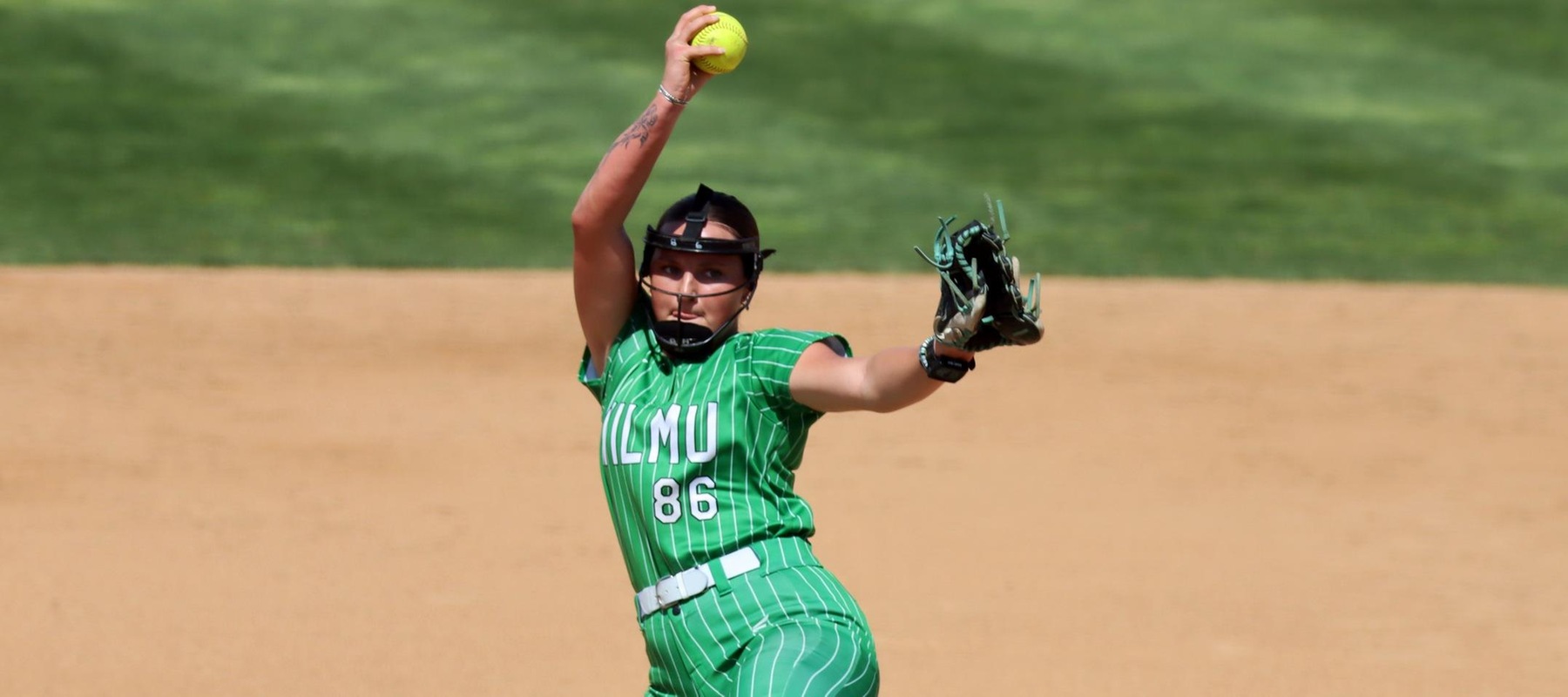 File photo of Olivia Hitchens who struck out a career high 10 Eagles in her complete game shutout on Thursday. Copyright 2026; Wilmington University. All rights reserved. Photo by Dan Lauletta. April 14, 2026 vs. Jefferson.