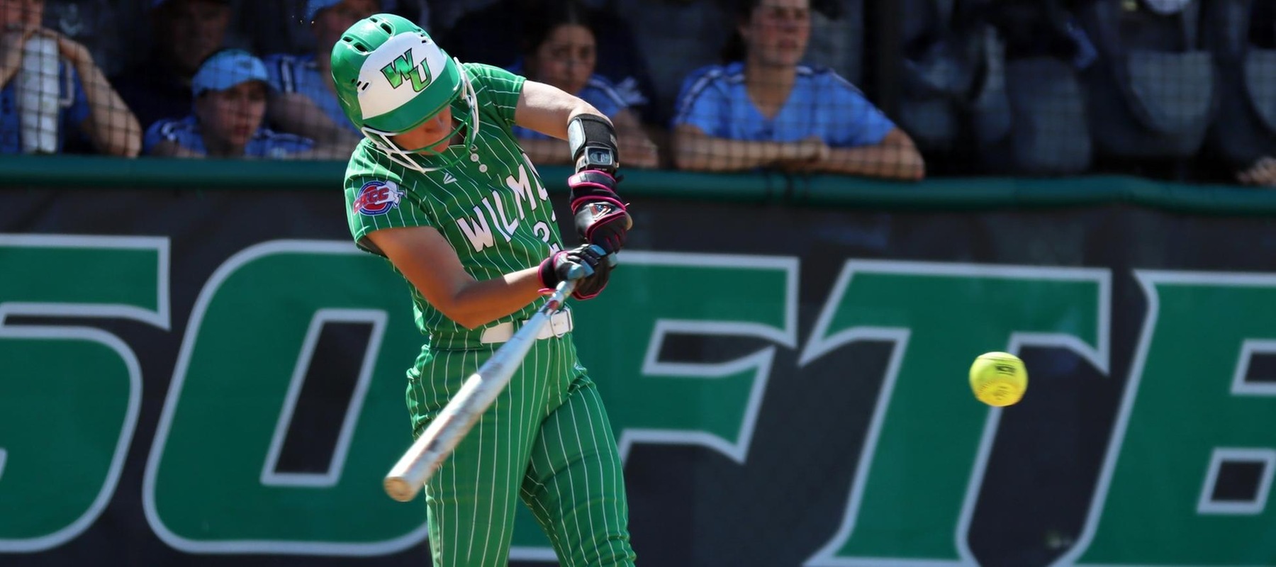 File photo of Mia Lane who broke a 2-2 tie with a homer at Holy Family on Saturday. Copyright 2026; Wilmington University. All rights reserved. Photo by Dan Lauletta. April 14, 2026 vs. Jefferson.