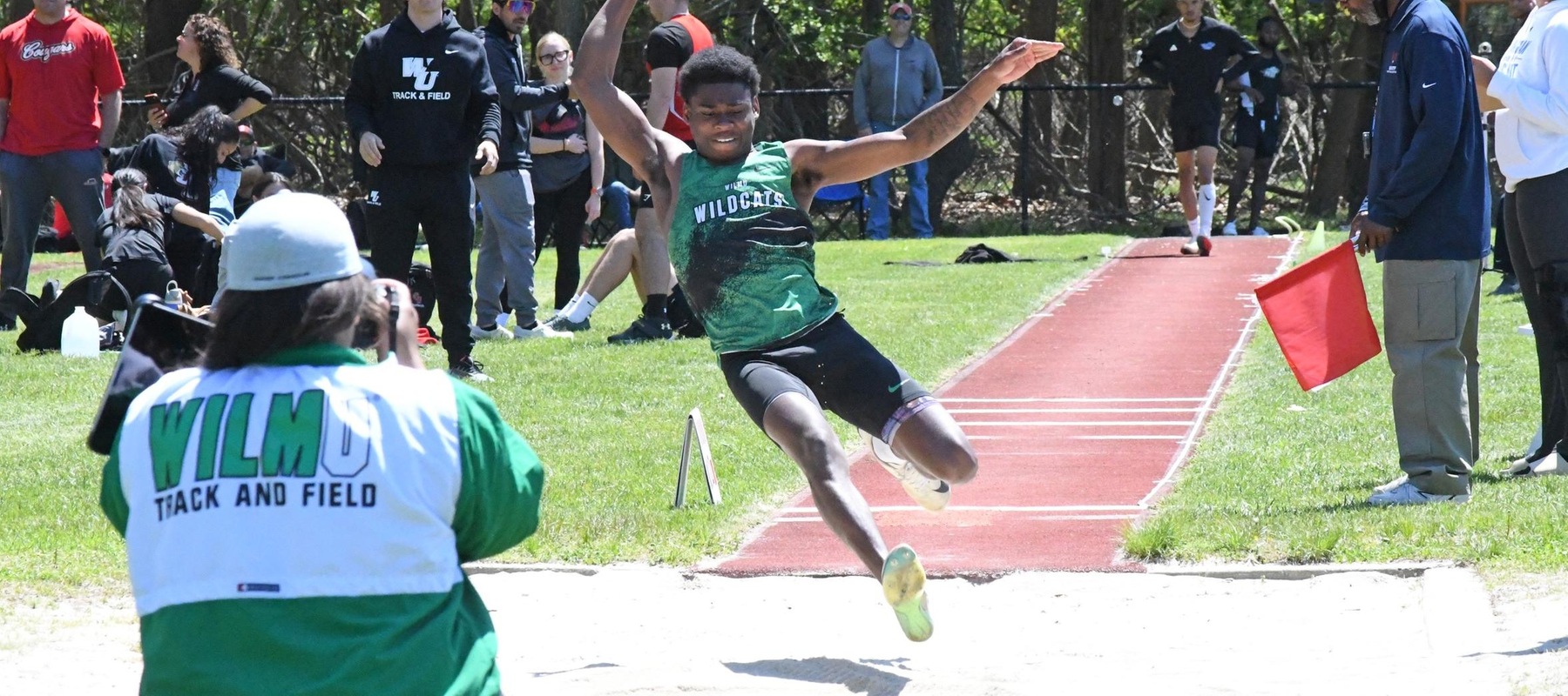 Donte Dockery won the triple jump and finished fourth in the long jump at the 2026 CACC CHampionships. Photo courtesy of the CACC's Kelsey Lengyel-Jacovich.