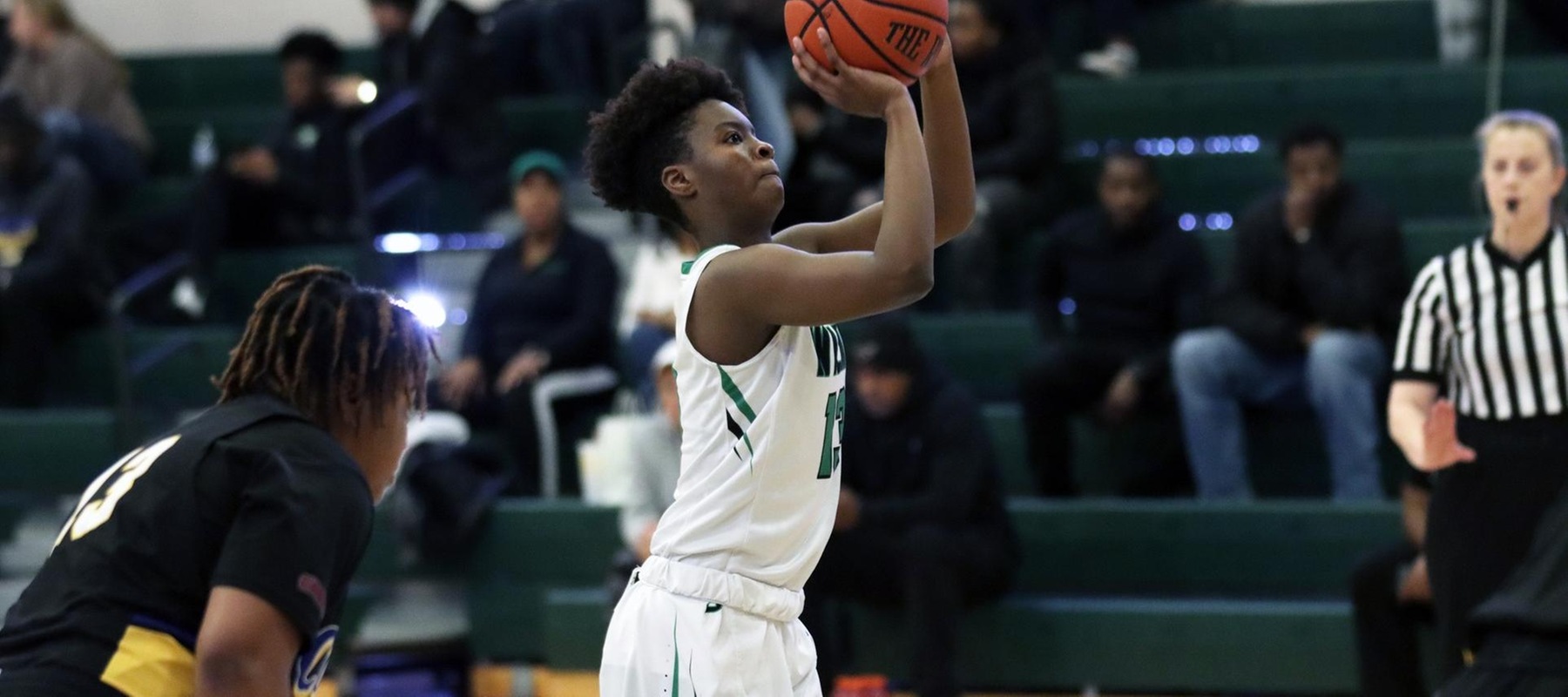 File photo of Kiara Eubanks who scored 13 points and had 7 rebounds at Bowie State. Copyright 2020; Wilmington University. All rights reserved. Photo by Laura Gil. February 15, 2020 vs. Concordia.