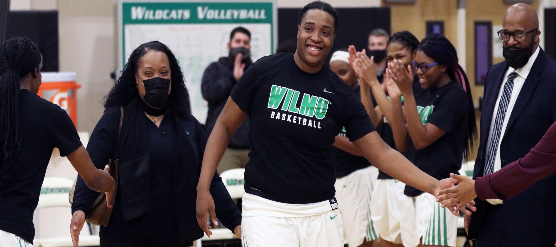 Sabreen Mulsim ended her career with a double-double at Goldey-Beacom. Copyright 2022; Wilmington University. All rights reserved. Photo by Dan Lauletta. February 15, 2022 vs. Georgian Court.