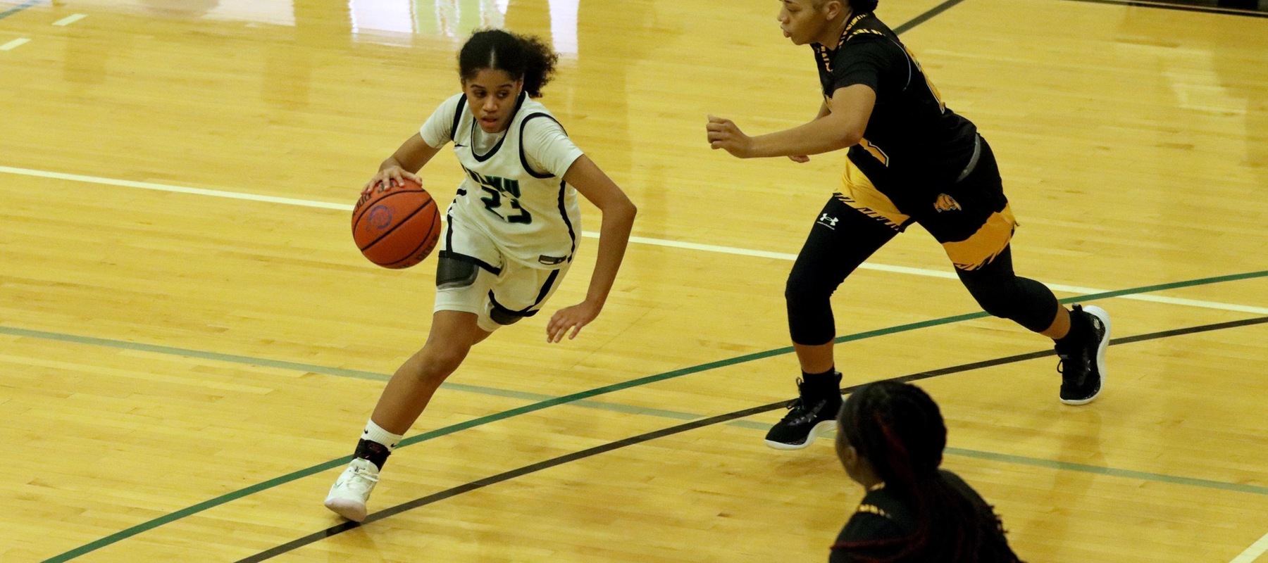 Photo of Mia Fuller who scored 10 points against Bowie State. Copyright 2023; Wilmington University. All rights reserved. Photo by Dan Lauletta. November 15, 2023 vs. Bowie State.