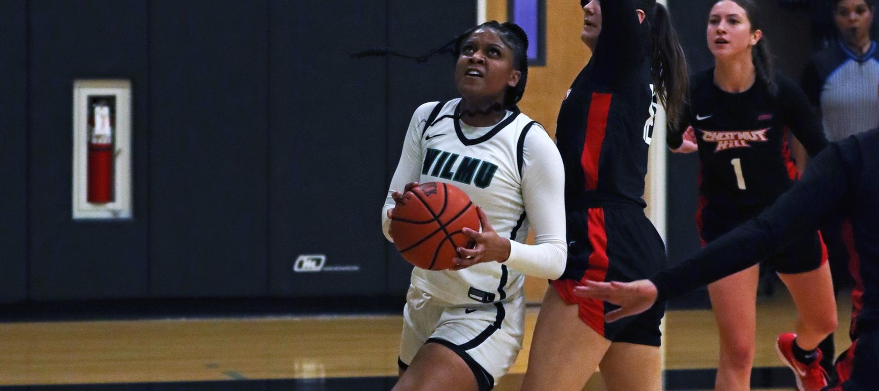 Photo of Aniyah Bond who led the Wildcats with 8 points, 7 rebounds, 3 steals, and 2 assists against Chestnut Hill. Copyright 2023; Wilmington University. All rights reserved. Photo by Dan Lauletta. November 29, 2023 vs. Chestnut Hill.