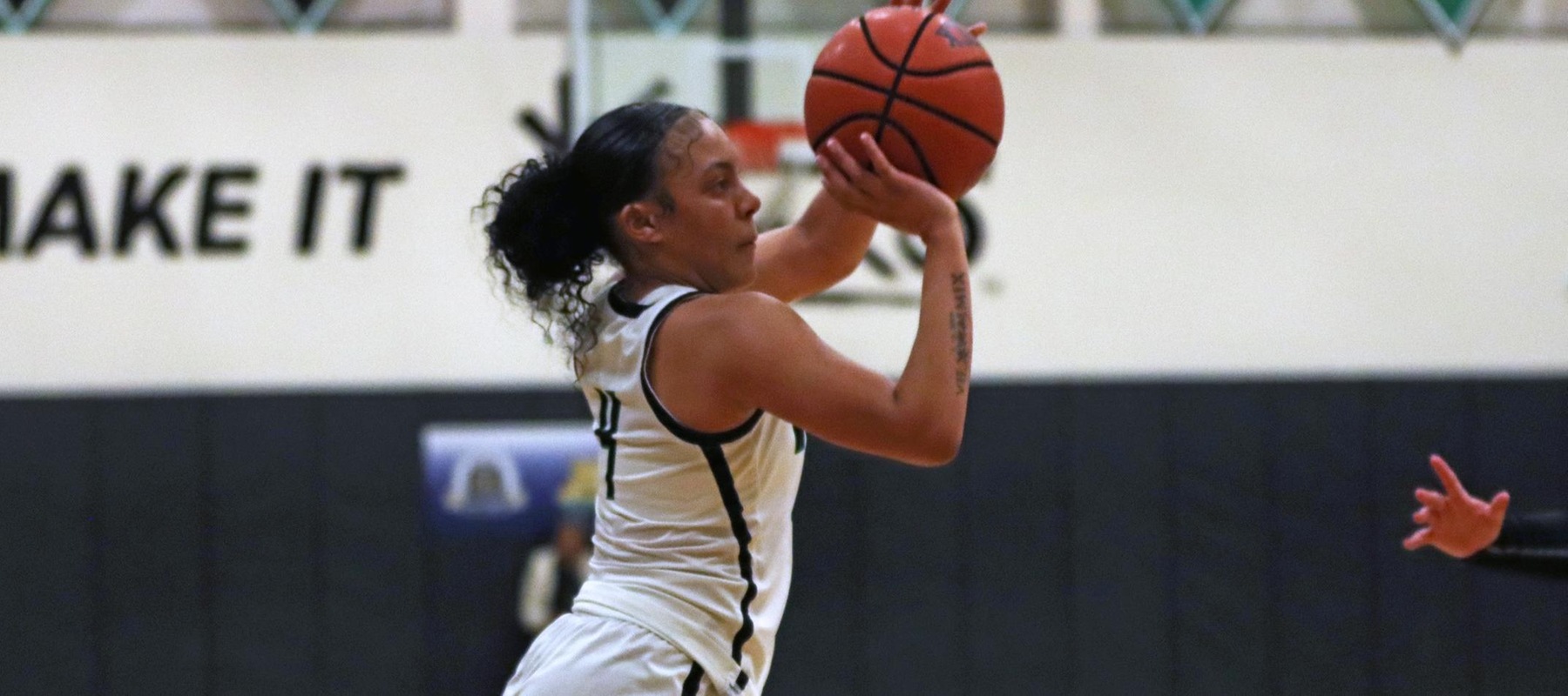 File photo of Amber Washington who led the Wildcats with 15 points, 6 rebounds, and 5 assists at Queens. Copyright 2023; Wilmington University. All rights reserved. Photo by Dan Lauletta. November 29, 2023 vs. Chestnut Hill.