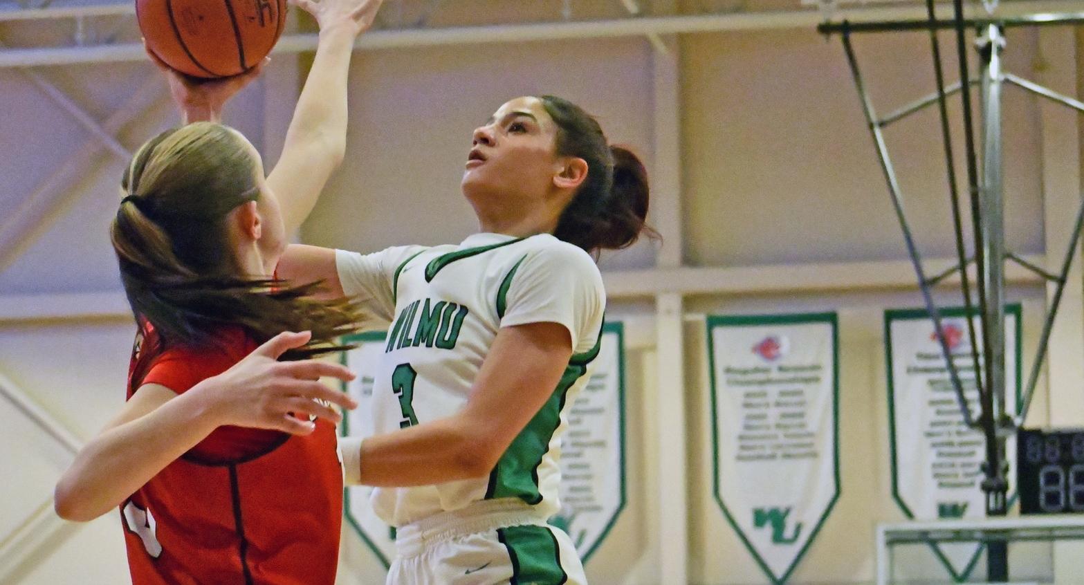 File photo of Emma Brown who had 19 points with 8 rebounds and 4 blocks at Chestnut Hill. Copyright 2026; Wilmington University. All rights reserved. Photo by Alea Javorowsky. February 7, 2026 vs. Caldwell.