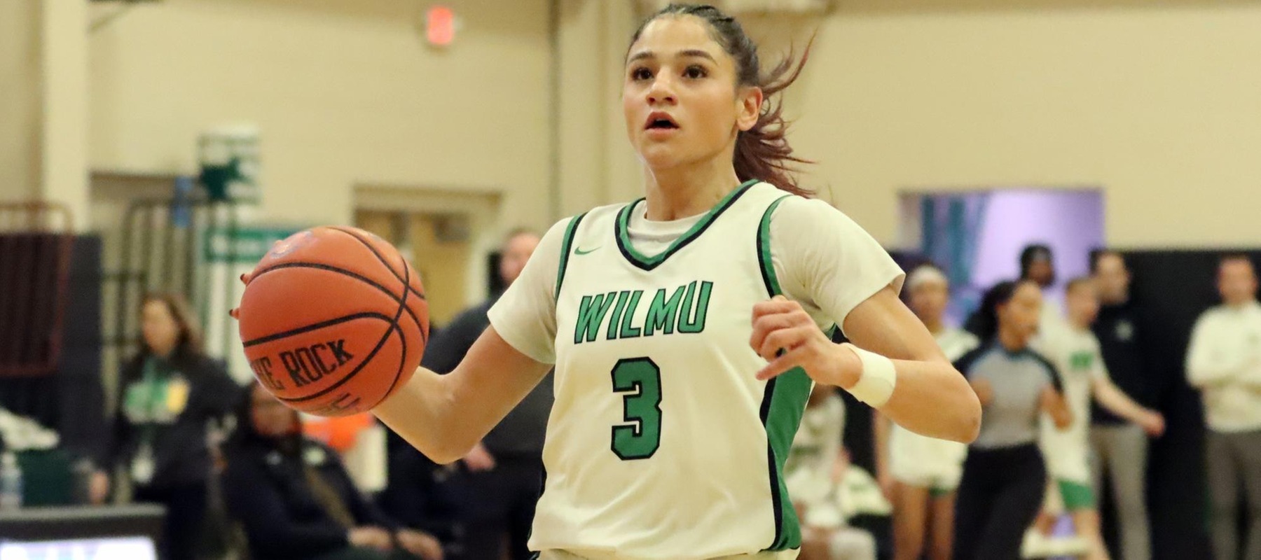 Emma Brown had 18 points and 12 rebounds at GOldey-Beacom for her 6th double-double of the season. Copyright 2026; Wilmington University. All rights reserved. Photo by Dan Lauletta. January 17, 2026 vs. Post.