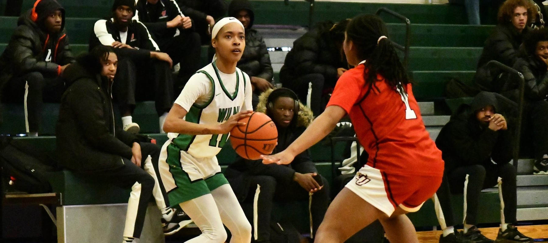 Photo of Armani Bell-Jackson who scored 17 points against Caldwell. Copyright 2026; Wilmington University. All rights reserved. Photo by Alea Javorowsky. February 7, 2026 vs. Caldwell.