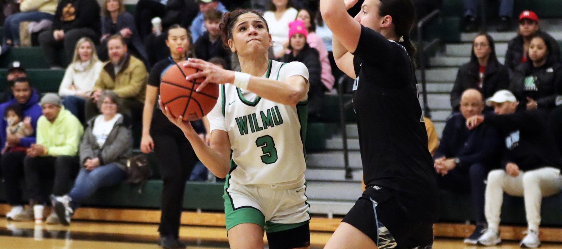 File photo of Emma Brown who went for 19 points and 14 rebounds against Georgian Court. Copyright 2026; Wilmington University. All rights reserved. Photo by Dan Lauletta. February 17, 2026 vs. Holy Family.