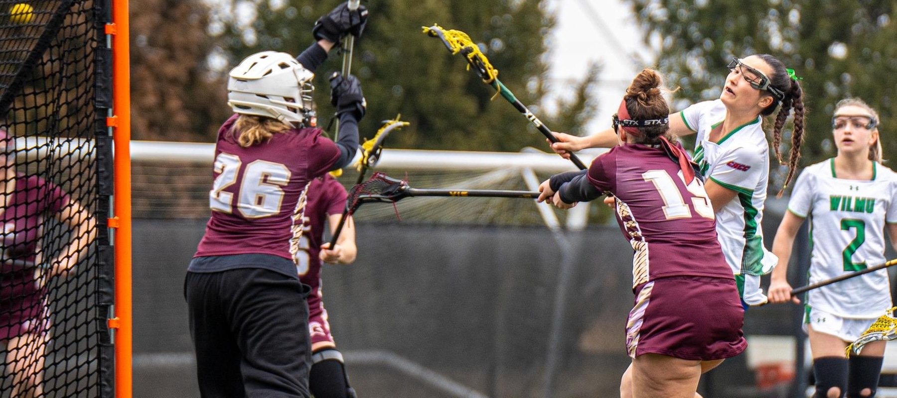 File photo of Amelie Gamache who had three goals and two assists to go with nine draws at Pfeiffer. Copyright 2024; Wilmington University. All rights reserved. Photo by Giovanni Badalamenti. February 23, 2024 vs. St. Thomas Aquinas.