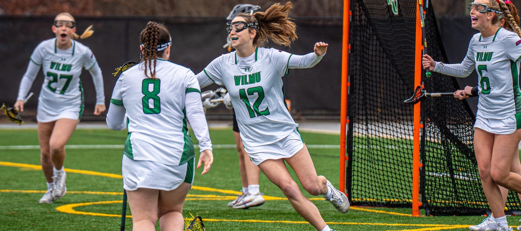 Photo of Alea Javorowsky following a goal against Bloomsburg. Copyright 2025; Wilmington University. All rights reserved. Photo by Giovanni Badalamenti. March 15, 2025 vs. Bloomsburg