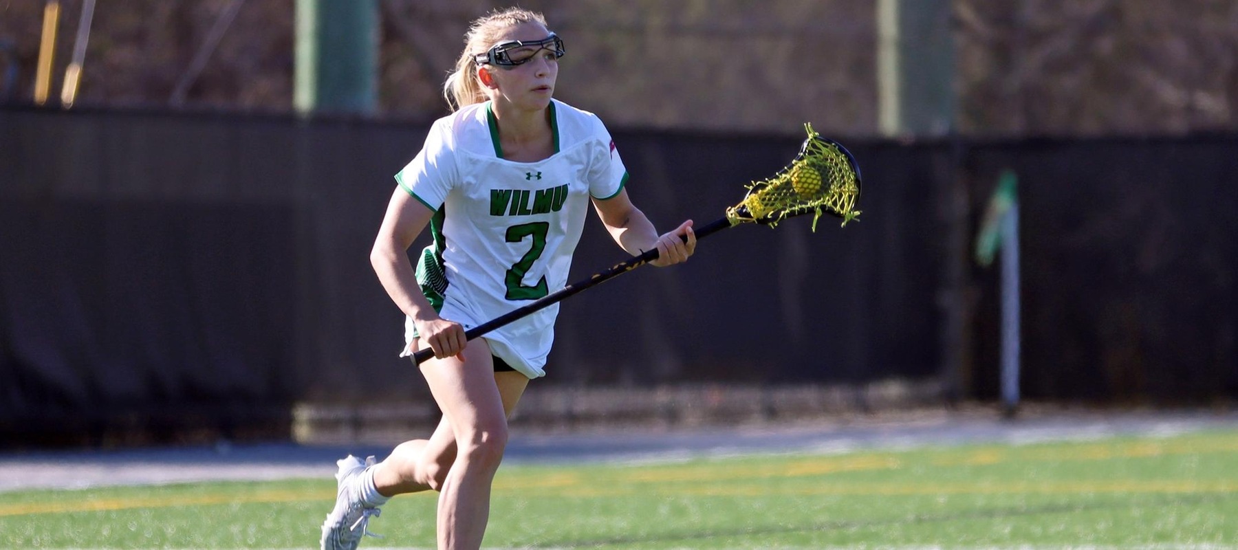 File photo of Ella Royer who scored eight goals and added two assists against Georgian Court. Copyright 2025; Wilmington University. All rights reserved. Photo by Dan Lauletta. April 1, 2025 vs. Chestnut Hill