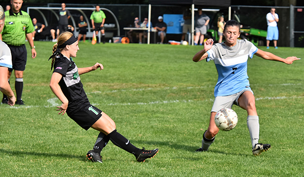 Copyright 2017; Wilmington University. All rights reserved. Photo of Krysta Memis scoring her first goal at Holy Family, taken by James Jones.